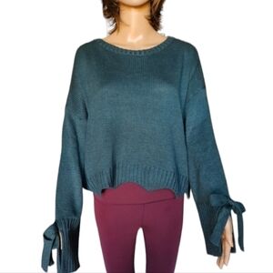 She + Sky Cropped Crew Neck Sweater